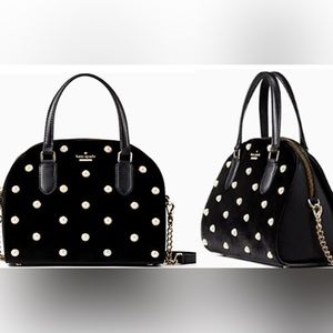 Kate Spade Laurel Way Riley Boack Velvet with Pearls